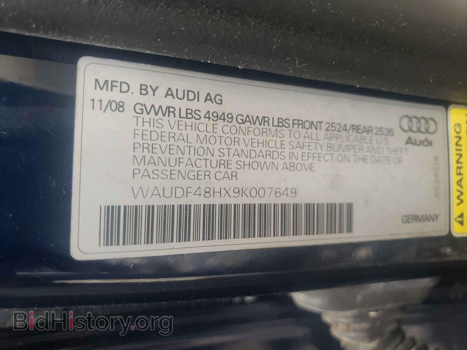 2009 AUDI A4 - VIN: WAUDF48HX9K007649 - Фото 10