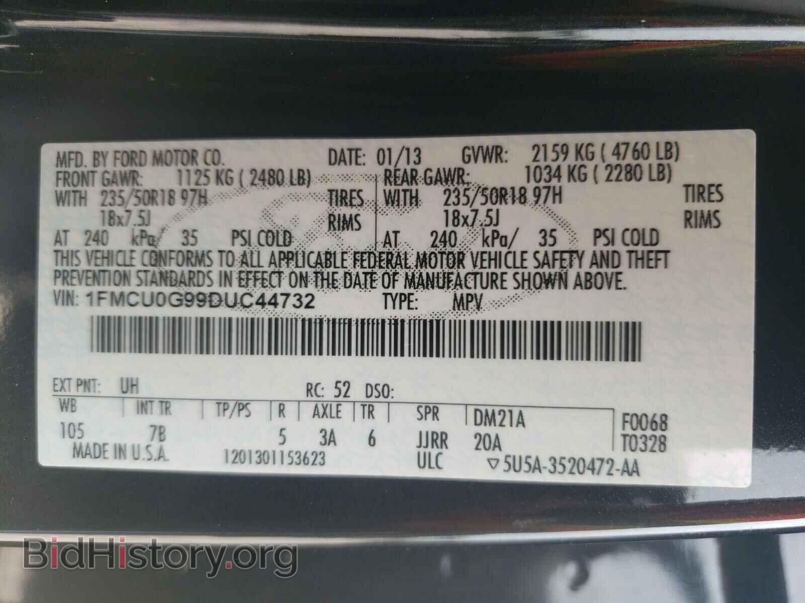 2013 FORD ESCAPE - VIN: 1FMCU0G99DUC44732 - Фото 10
