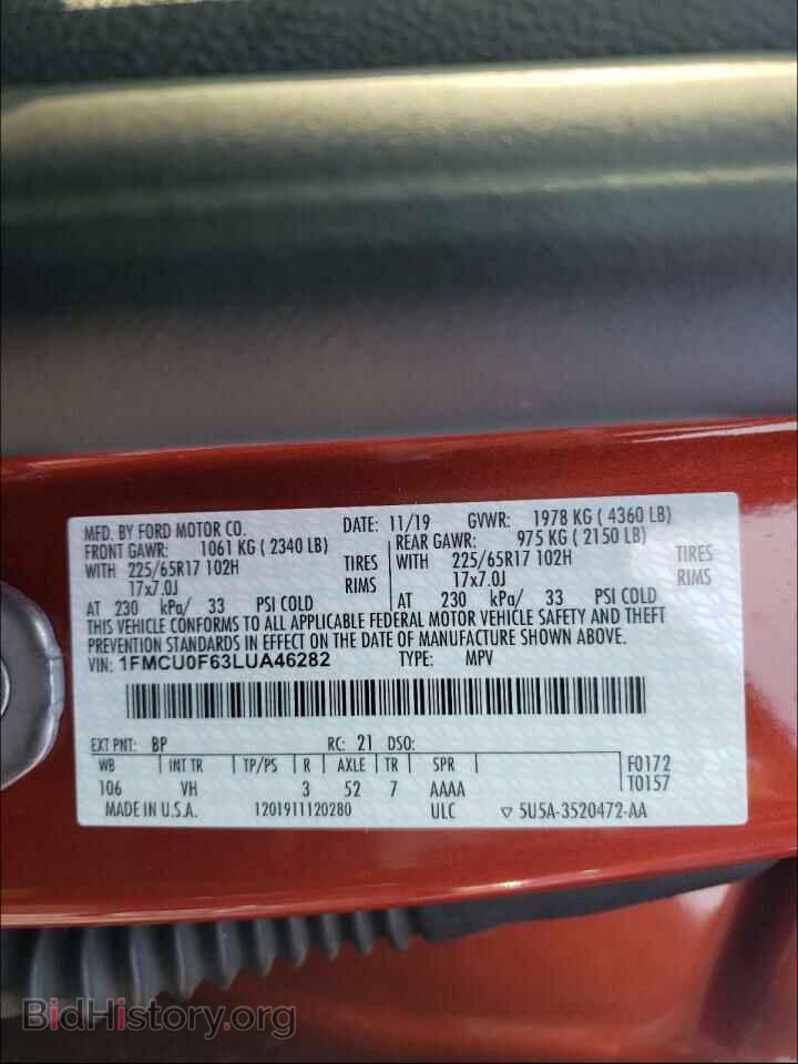 2020 FORD ESCAPE - VIN: 1FMCU0F63LUA46282 - Photo 10