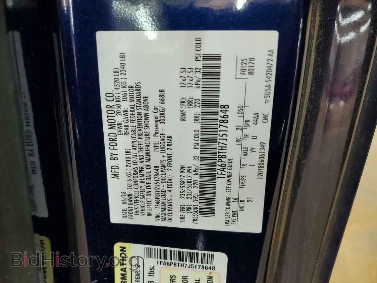 2018 FORD ALL Models - VIN: 1FA6P8TH7J5178648 - Фото 12
