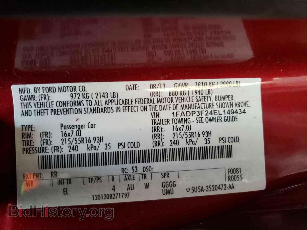 2014 FORD FOCUS - VIN: 1FADP3F24EL149434 - Фото 10