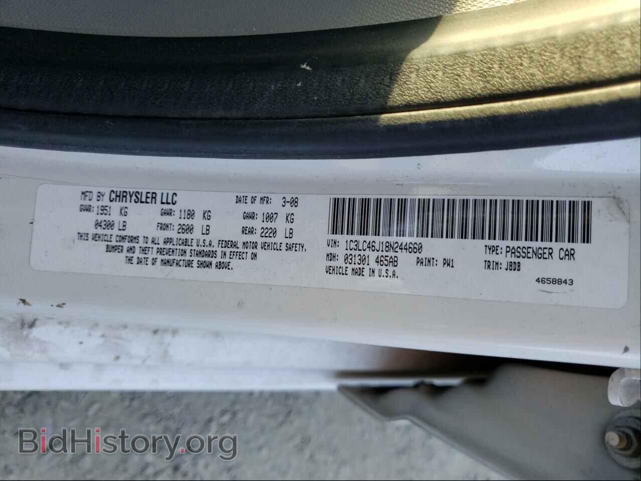 2008 CHRYSLER SEBRING - VIN: 1C3LC46J18N244660 - Фото 10