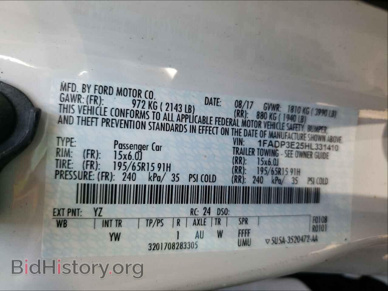 2017 FORD FOCUS - VIN: 1FADP3E25HL331410 - Фото 10