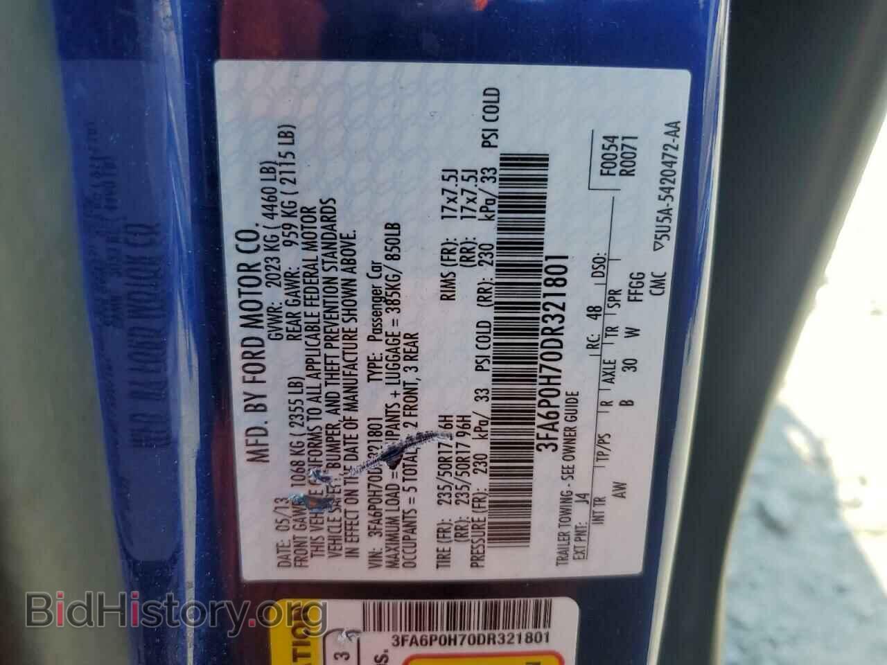 2013 FORD ALL Models - VIN: 3FA6P0H70DR321801 - Фото 12