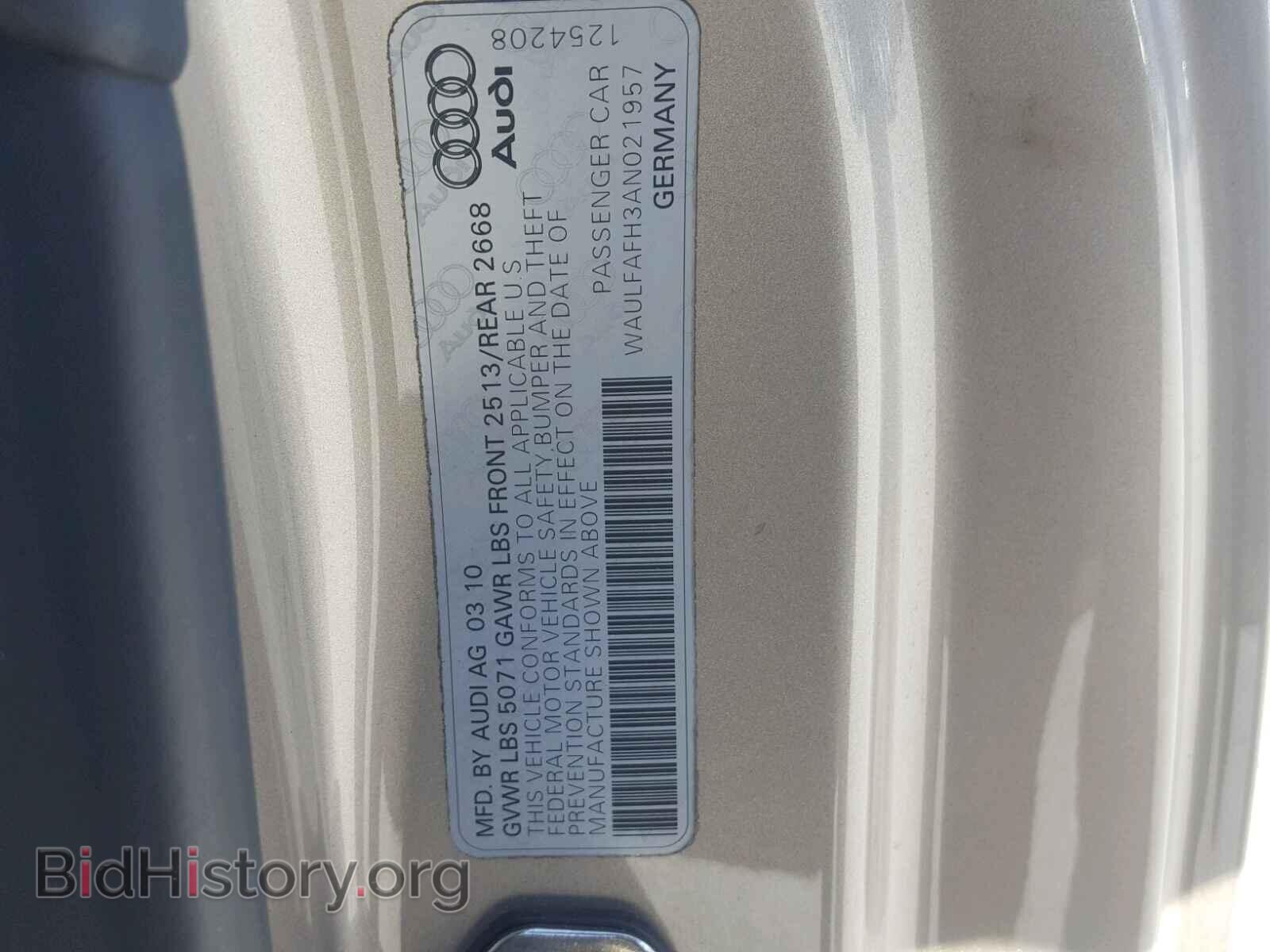 2010 AUDI A5 PREMIUM - VIN: WAULFAFH3AN021957 - Фото 10