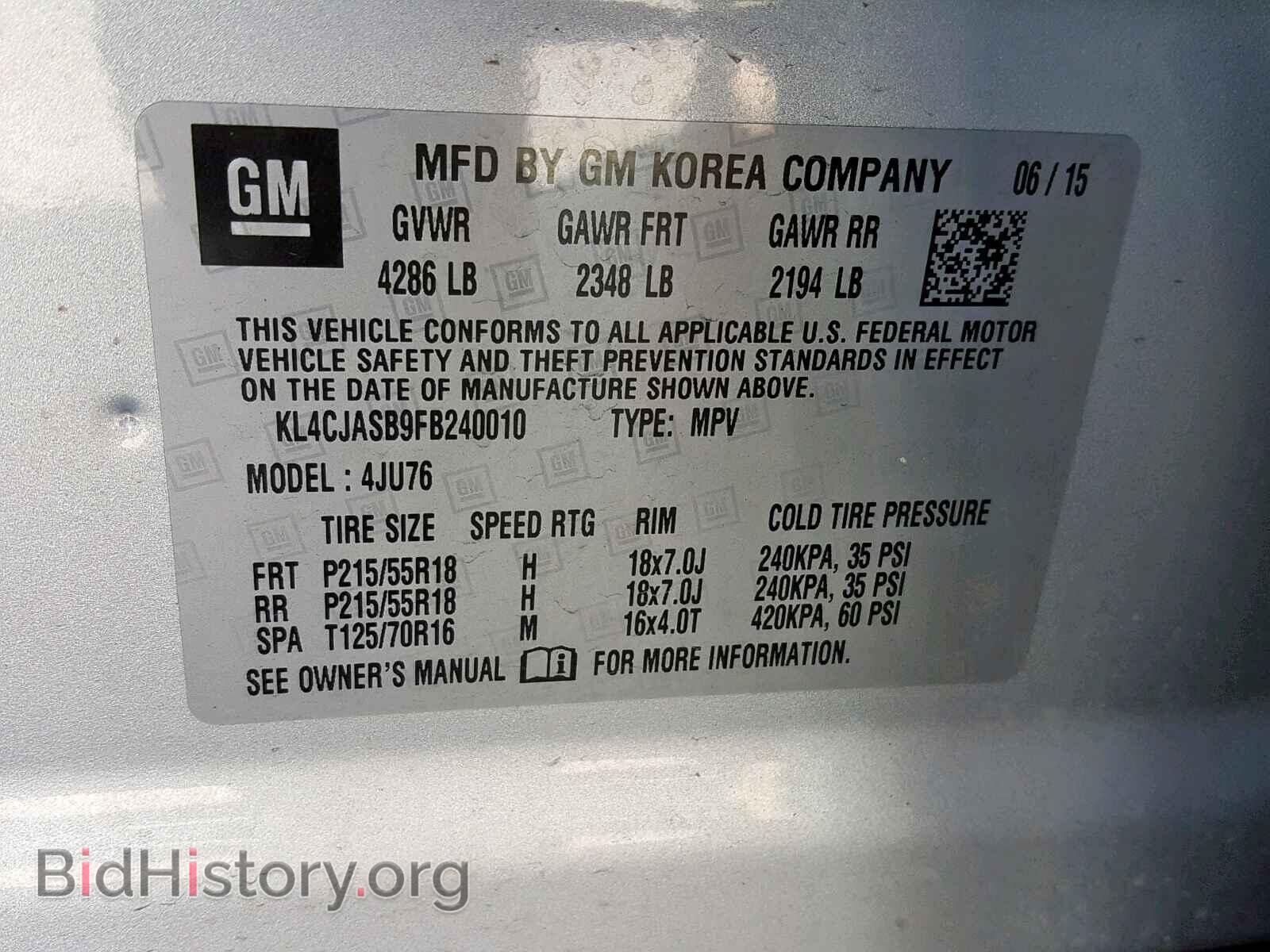 2015 BUICK ENCORE - VIN: KL4CJASB9FB240010 - Photo 10