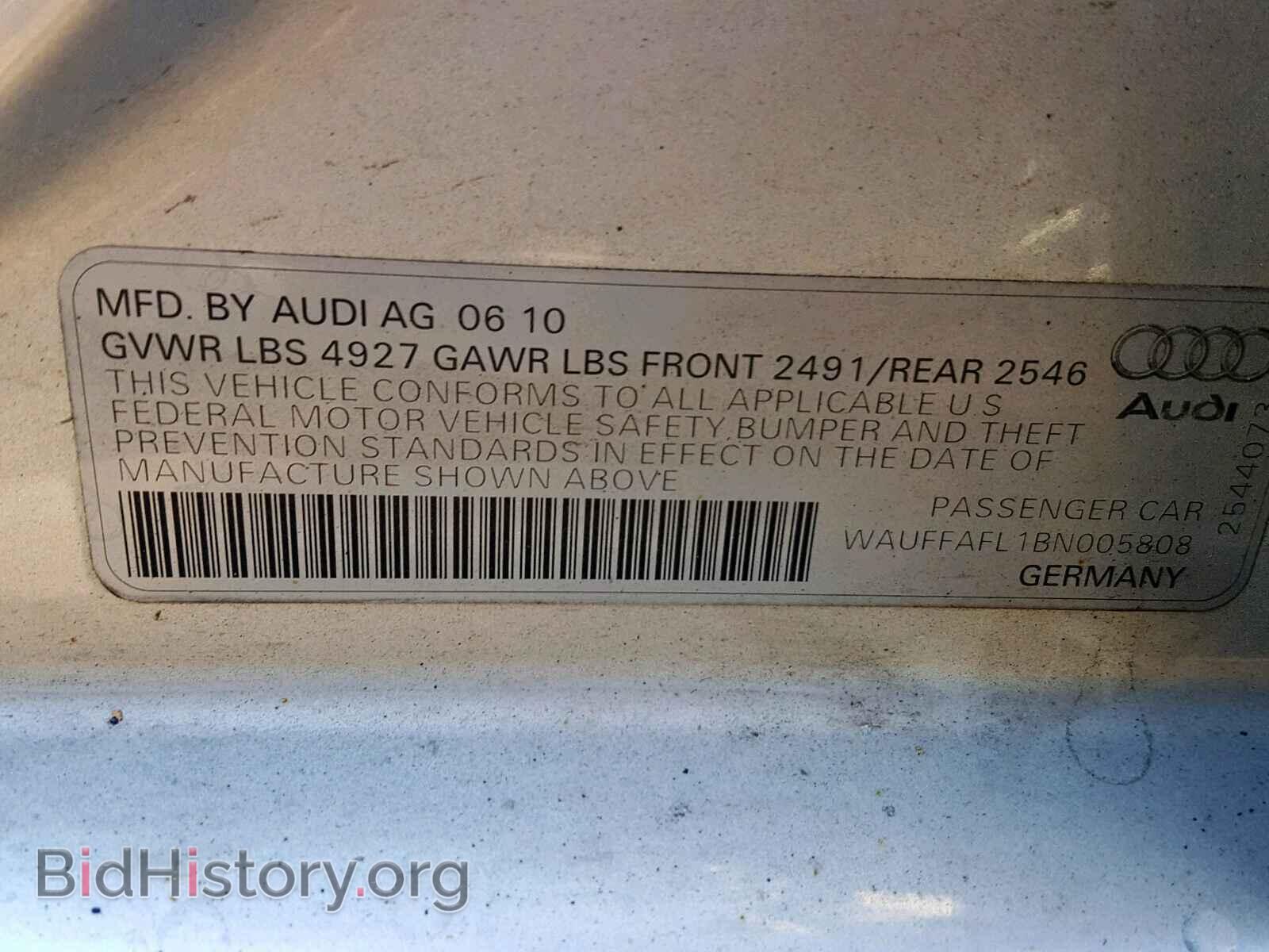 2011 AUDI A4 - VIN: WAUFFAFL1BN005808 - Photo 10
