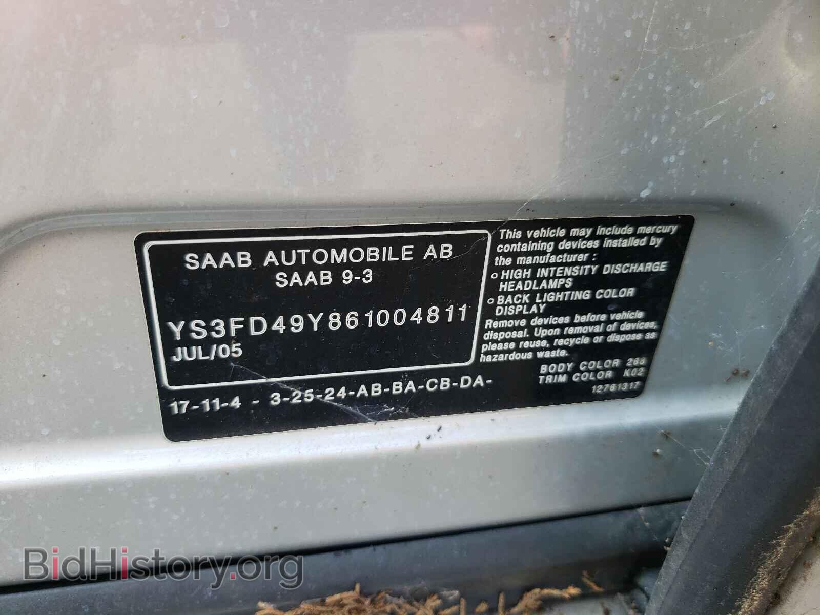 2006 SAAB 9 3 - VIN: YS3FD49Y861004811 - Photo 10