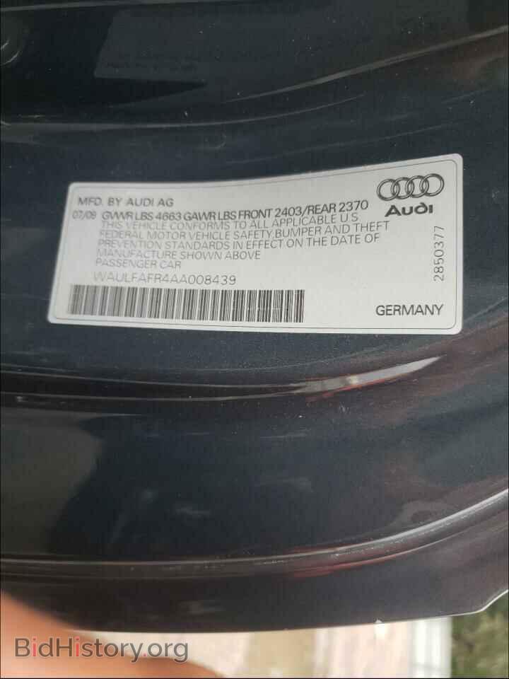 2010 AUDI A5 - VIN: WAULFAFR4AA008439 - Фото 10