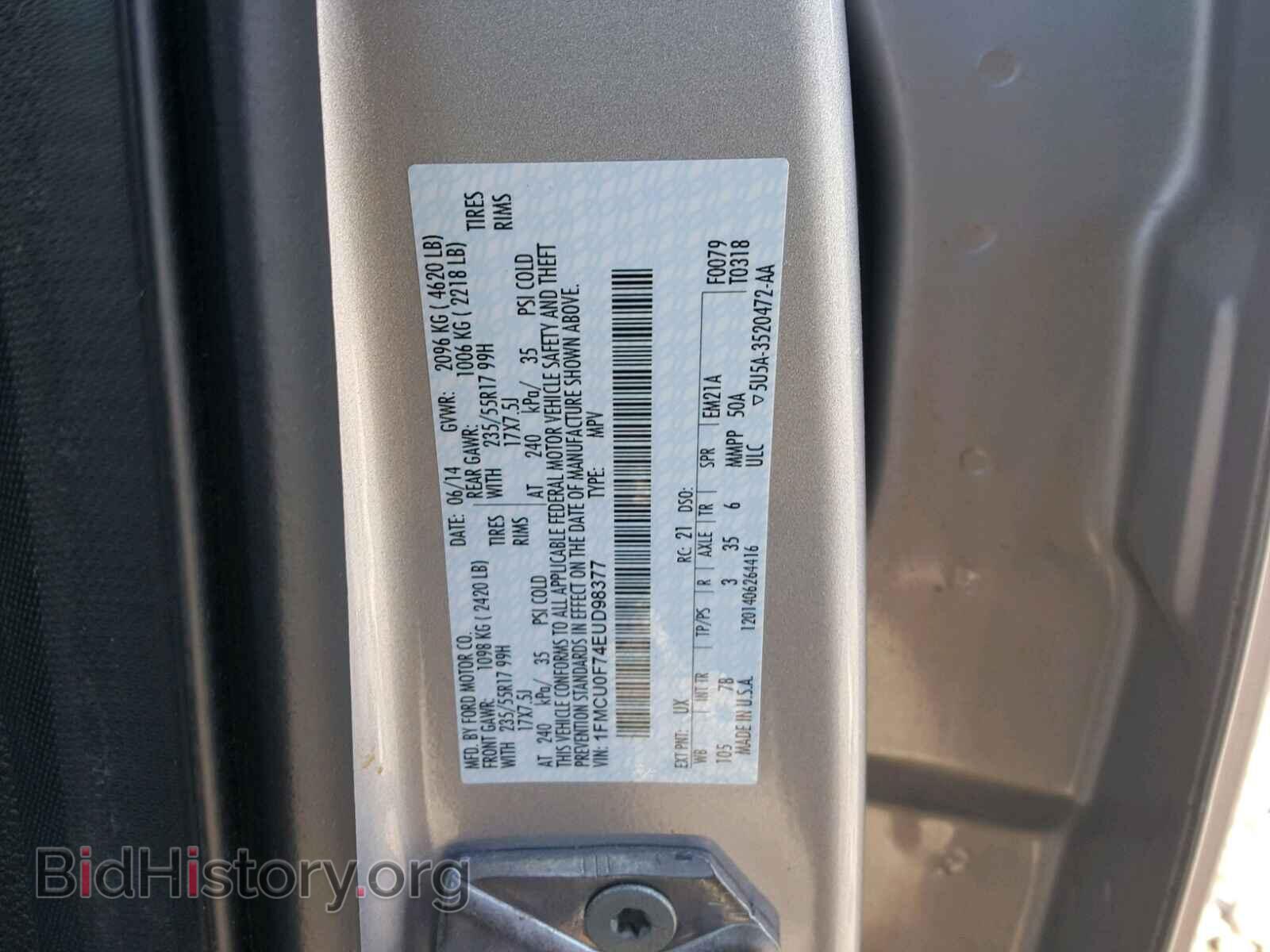 2014 FORD ESCAPE S - VIN: 1FMCU0F74EUD98377 - Photo 10