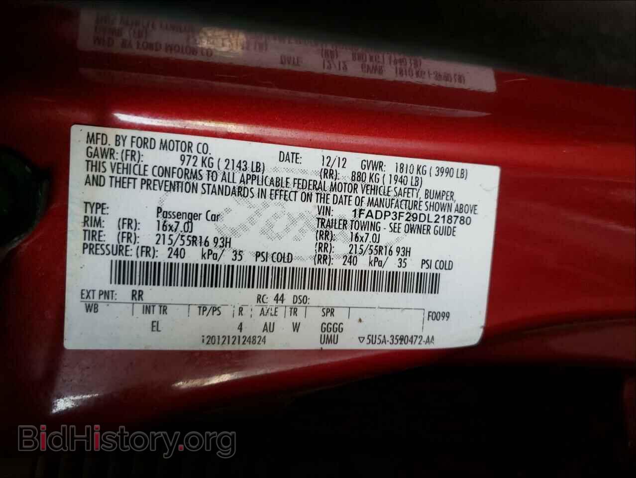 2013 FORD FOCUS - VIN: 1FADP3F29DL218780 - Фото 10