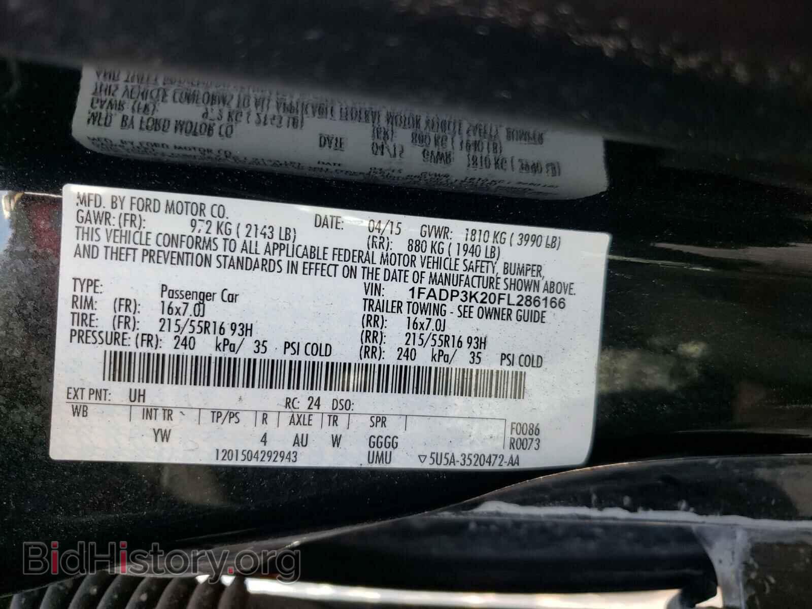 2015 FORD FOCUS - VIN: 1FADP3K20FL286166 - Фото 10