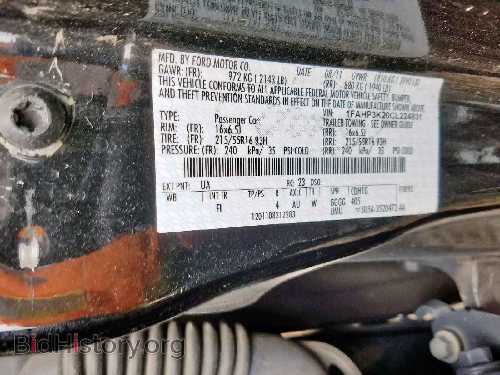 2012 FORD FOCUS - VIN: 1FAHP3K20CL224831 - Фото 10