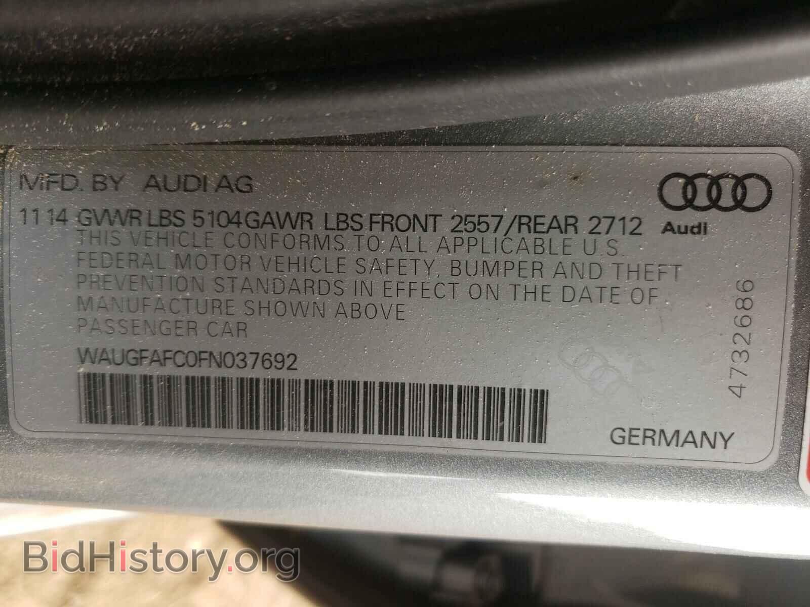 2015 AUDI A6 - VIN: WAUGFAFC0FN037692 - Фото 10