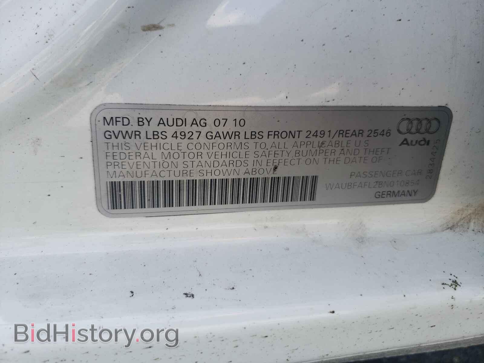 2011 AUDI A4 - VIN: WAUBFAFL2BN010854 - Фото 10
