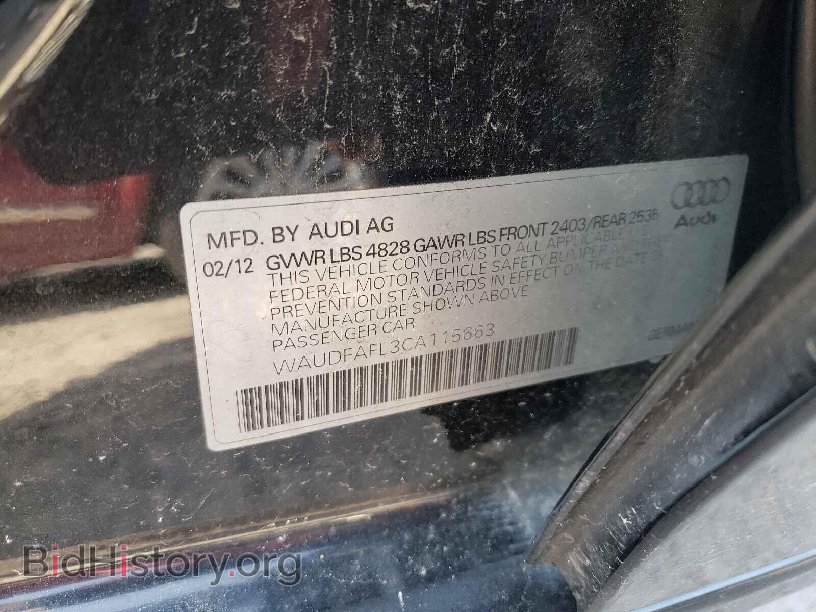2012 AUDI A4 - VIN: WAUDFAFL3CA115663 - Фото 10