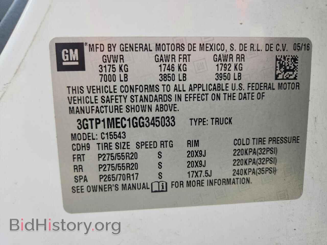 2016 GMC SIERRA - VIN: 3GTP1MEC1GG345033 - Фото 12