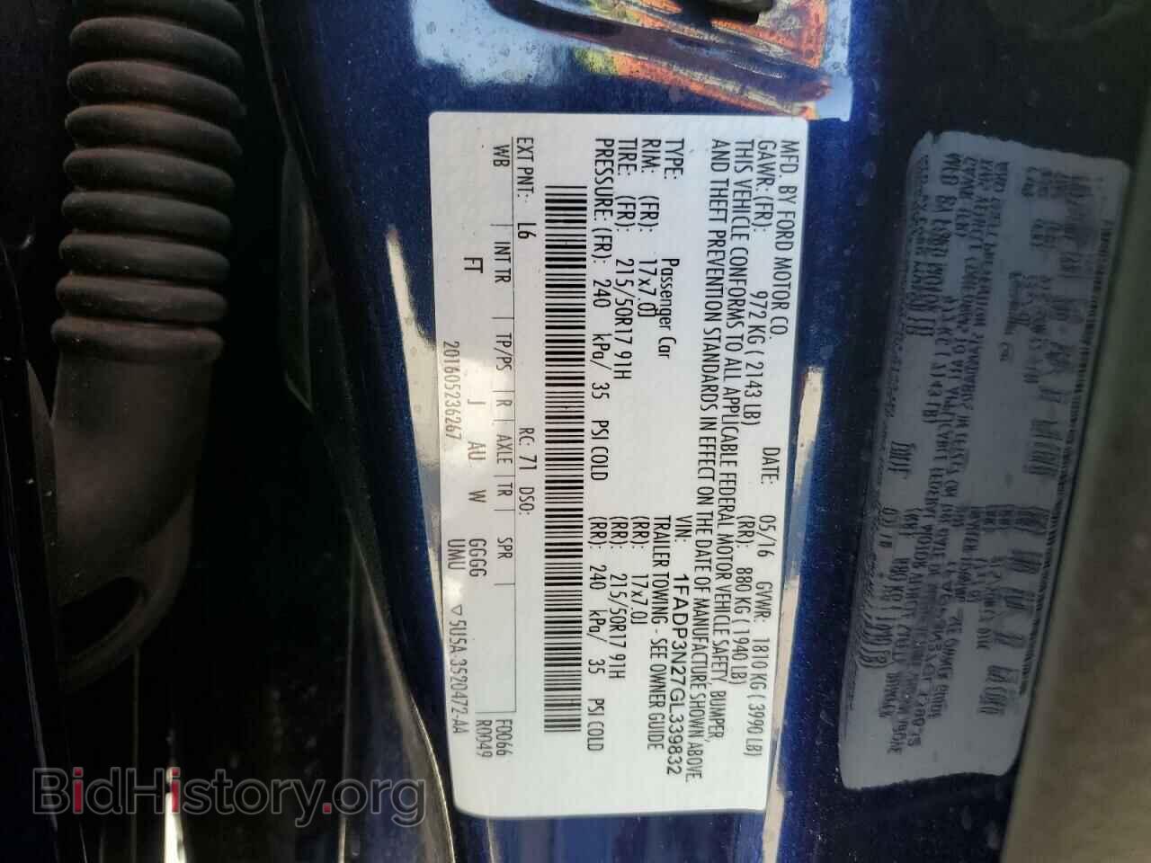 2016 FORD FOCUS - VIN: 1FADP3N27GL339832 - Фото 10