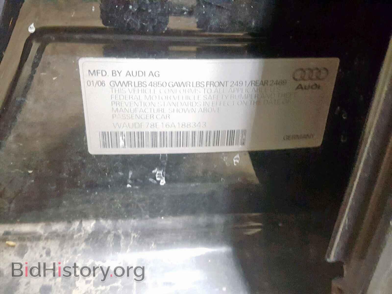 2006 AUDI A4 - VIN: WAUDF78E16A188343 - Фото 10