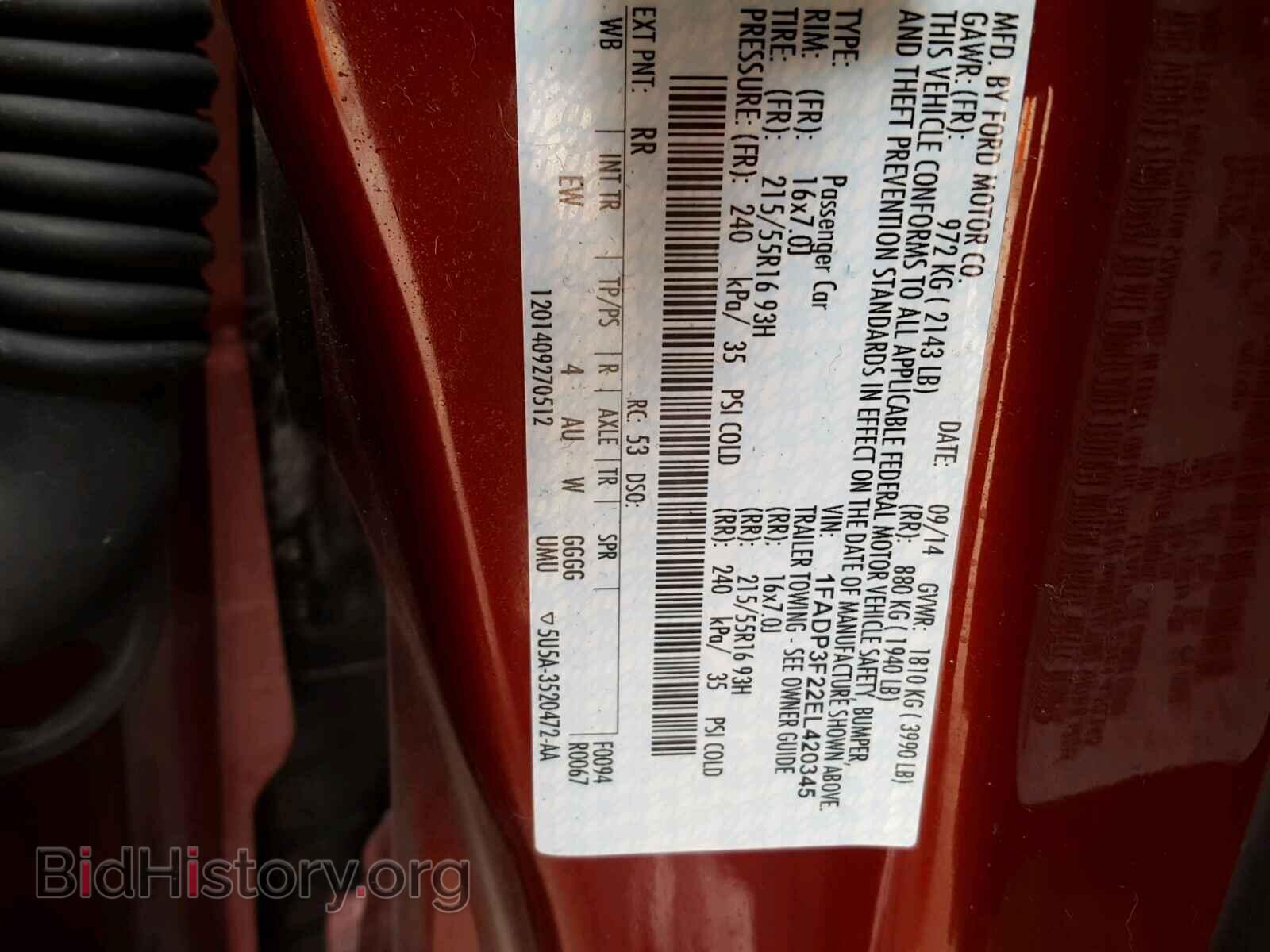 2014 FORD FOCUS - VIN: 1FADP3F22EL420345 - Фото 10