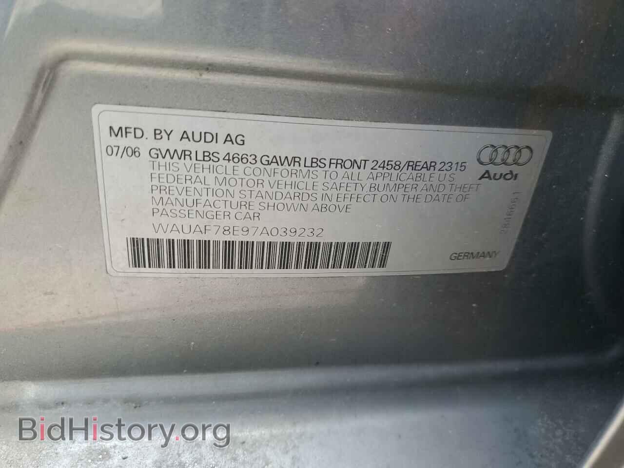 2007 AUDI A4 - VIN: WAUAF78E97A039232 - Photo 10