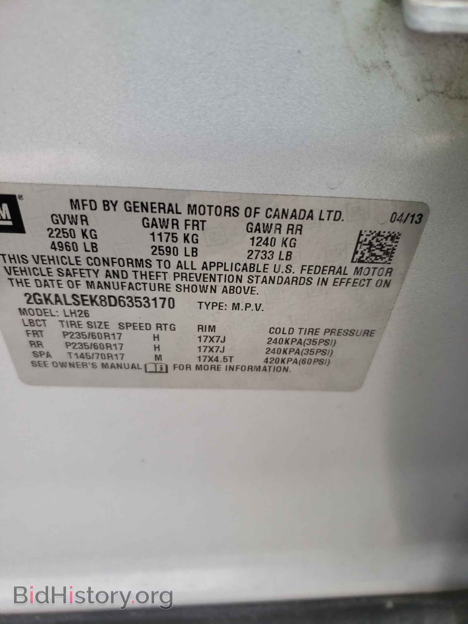 2013 GMC TERRAIN - VIN: 2GKALSEK8D6353170 - Фото 10