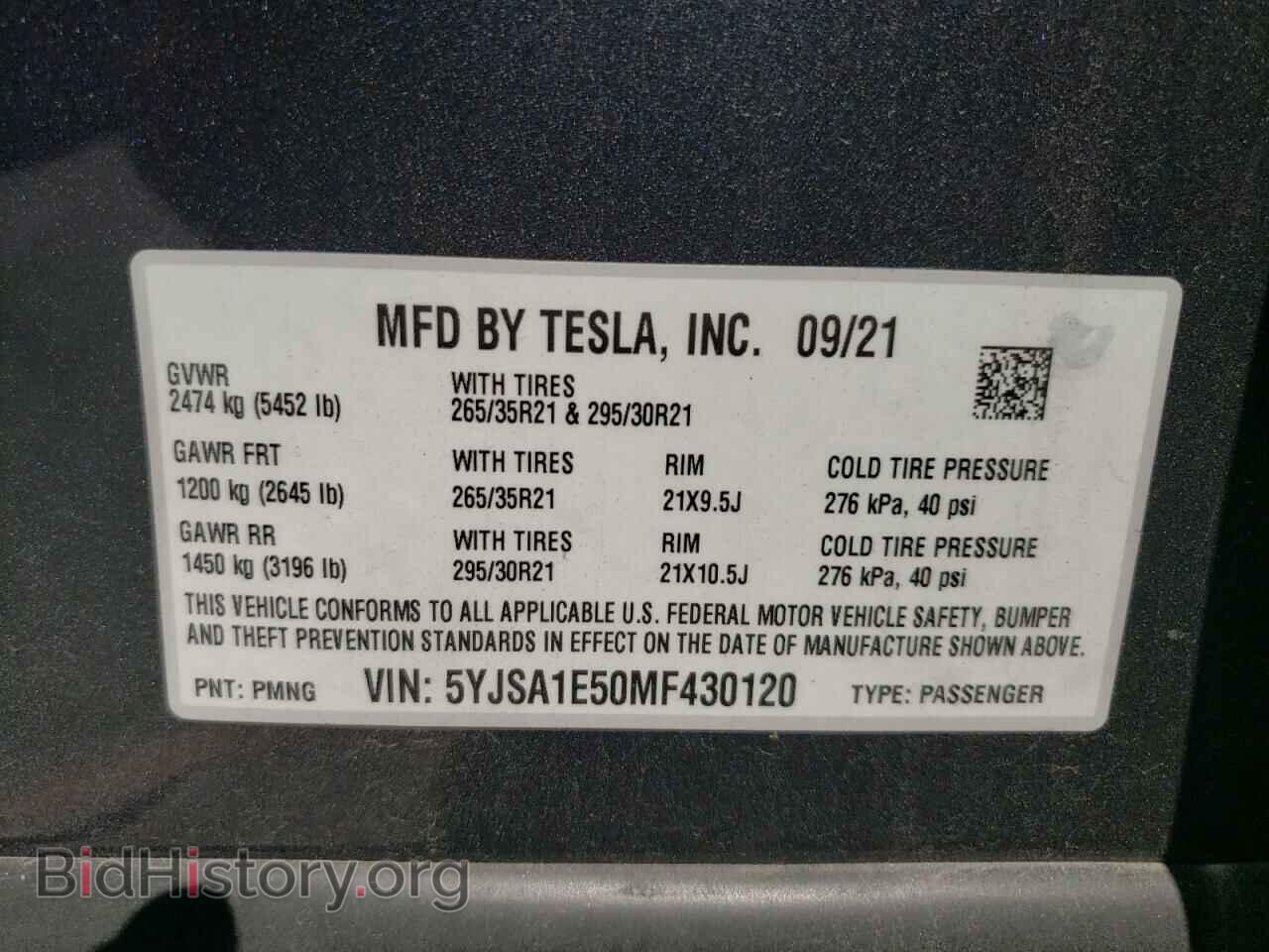 2021 TESLA MODEL S - VIN: 5YJSA1E50MF430120 - Photo 10