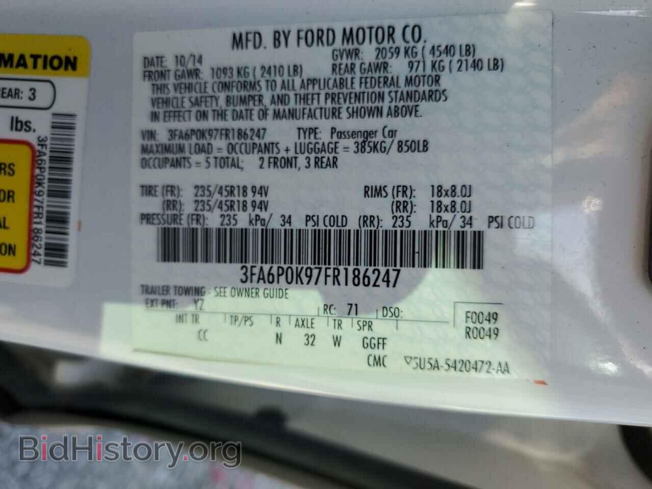 2015 FORD FUSION - VIN: 3FA6P0K97FR186247 - Фото 12