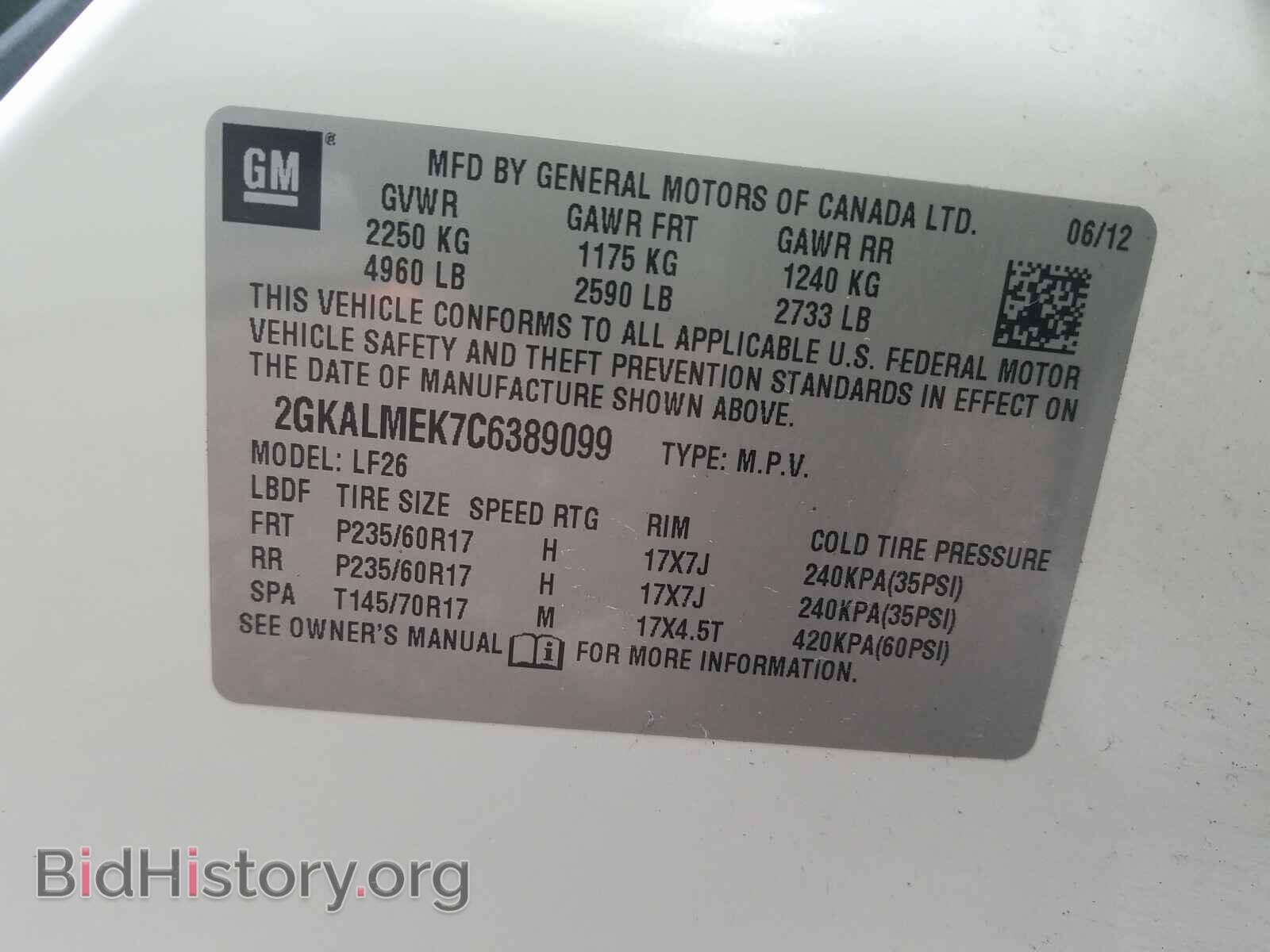 2012 GMC TERRAIN - VIN: 2GKALMEK7C6389099 - Фото 10