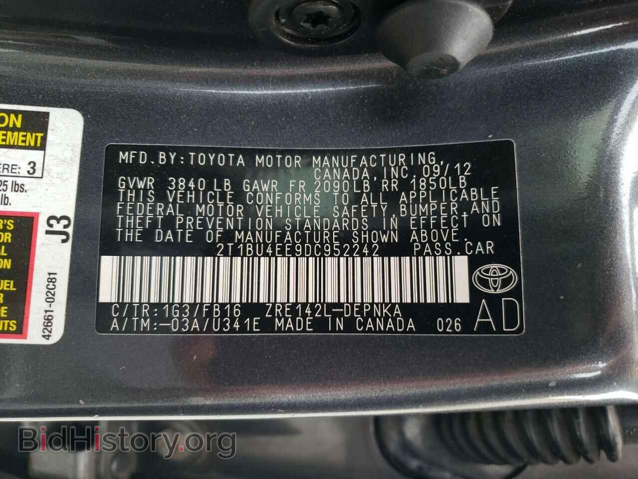 2013 TOYOTA COROLLA - VIN: 2T1BU4EE9DC952242 - Фото 10
