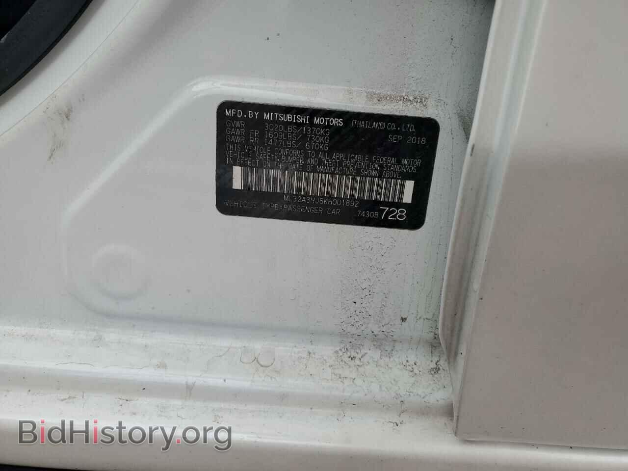 2019 MITSUBISHI MIRAGE - VIN: ML32A3HJ6KH001892 - Фото 12