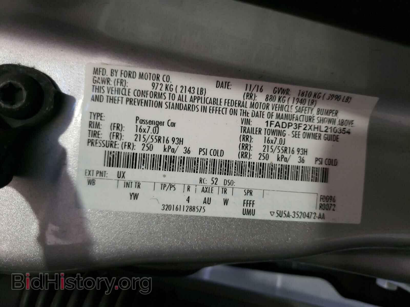 2017 FORD FOCUS - VIN: 1FADP3F2XHL210354 - Фото 10