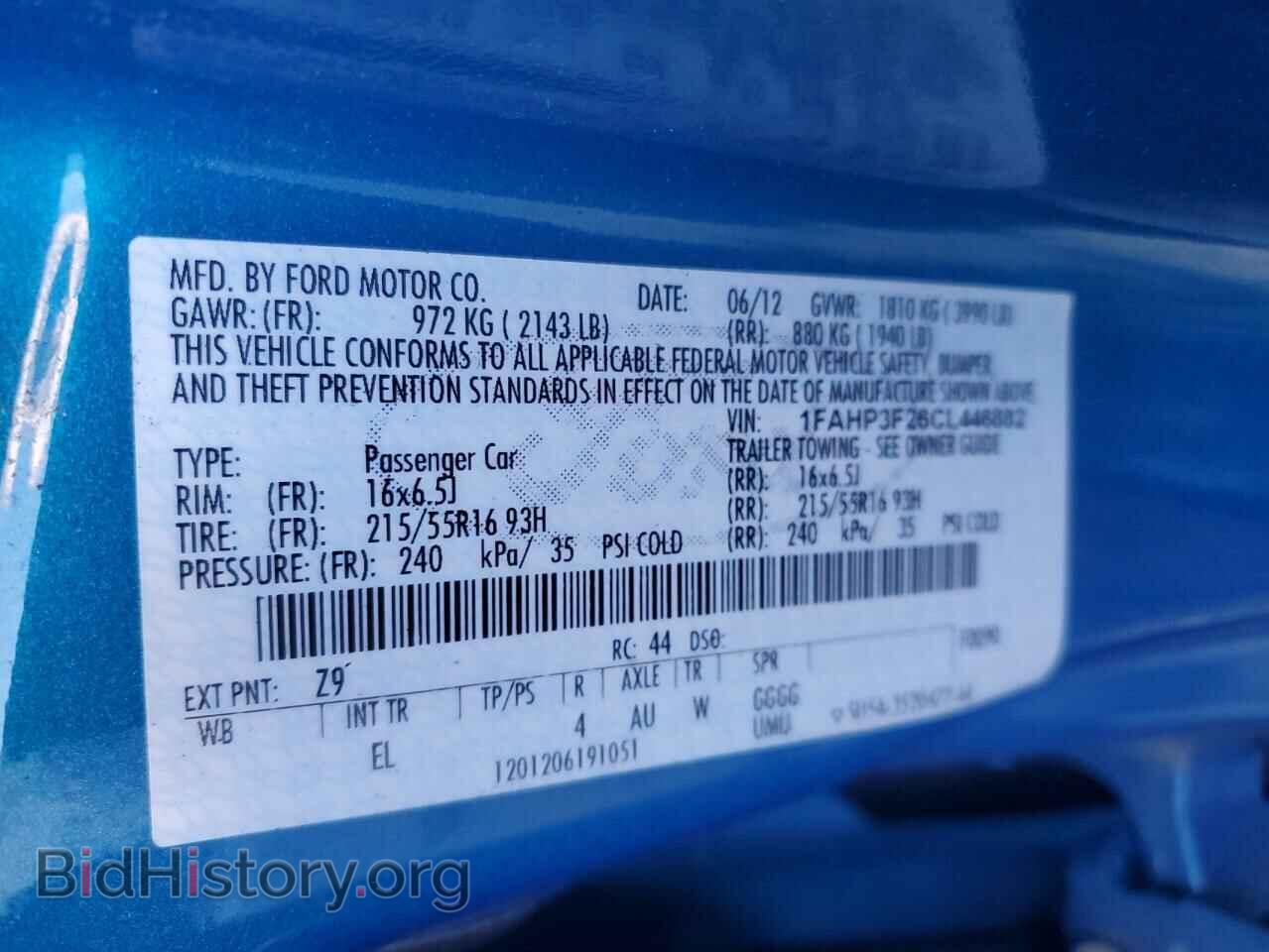 2012 FORD FOCUS - VIN: 1FAHP3F26CL446882 - Фото 12