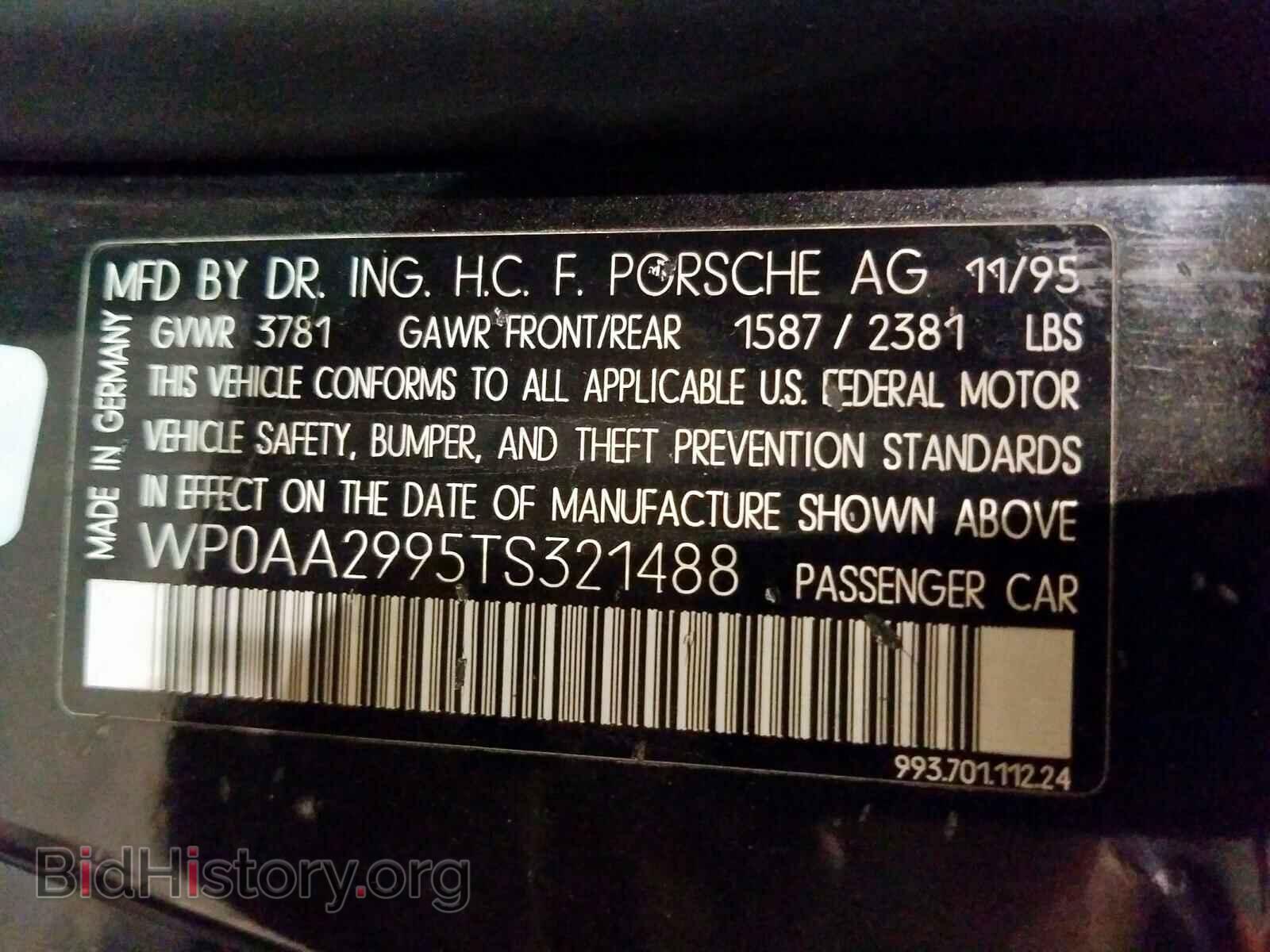 1996 PORSCHE 911 - VIN: WP0AA2995TS321488 - Фото 10