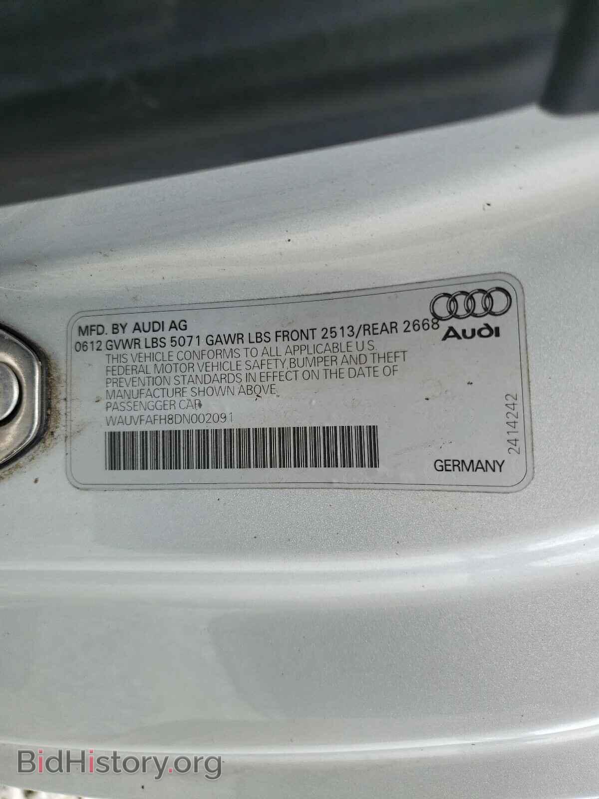 2013 AUDI A5 - VIN: WAUVFAFH8DN002091 - Фото 10
