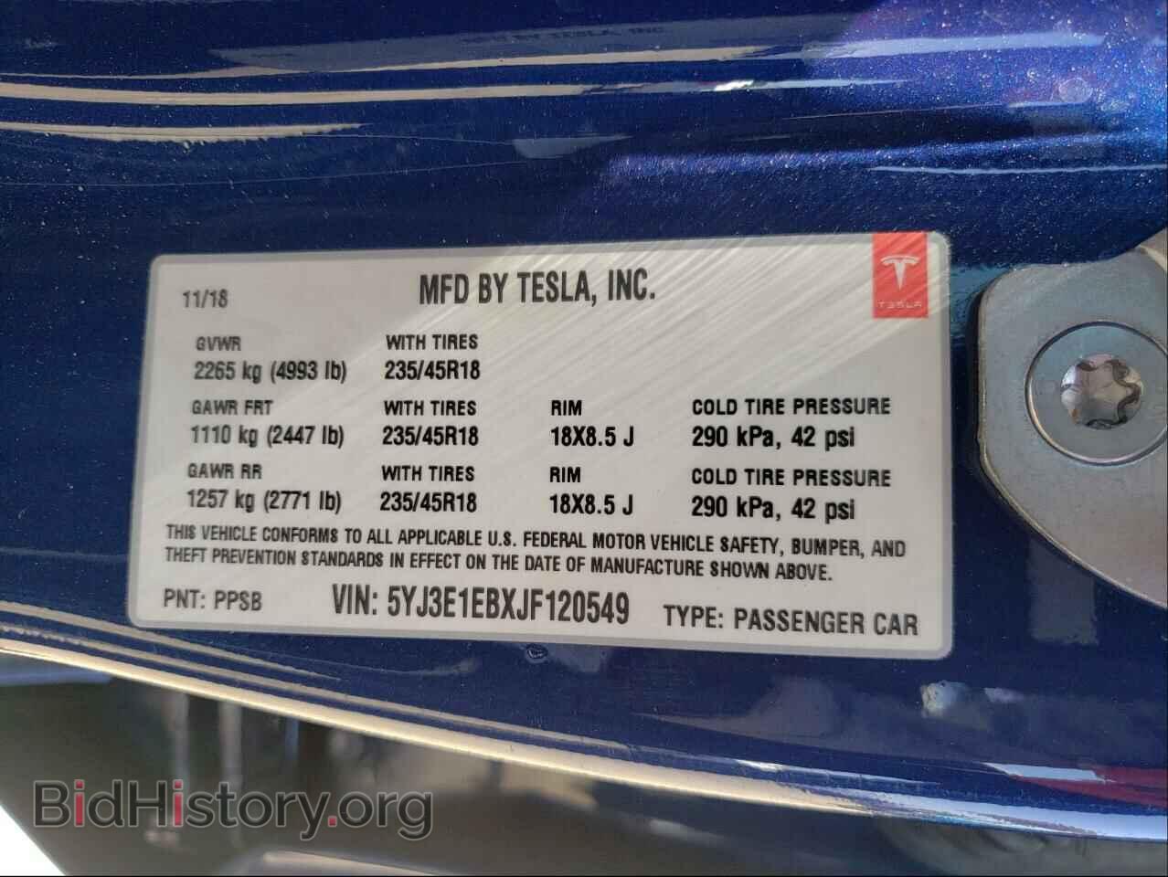 2018 TESLA MODEL 3 - VIN: 5YJ3E1EBXJF120549 - Photo 10