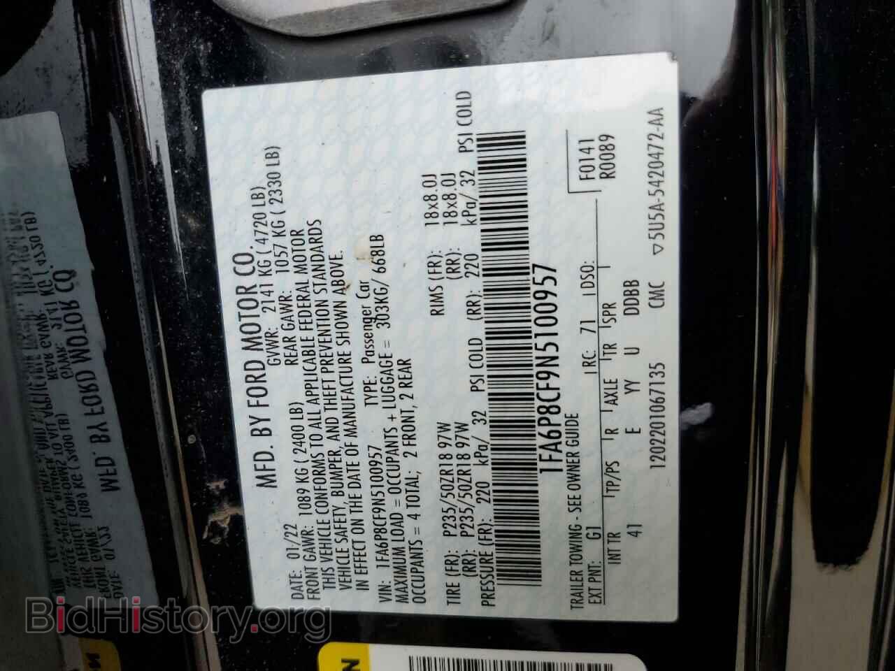 2022 FORD MUSTANG - VIN: 1FA6P8CF9N5100957 - Фото 13