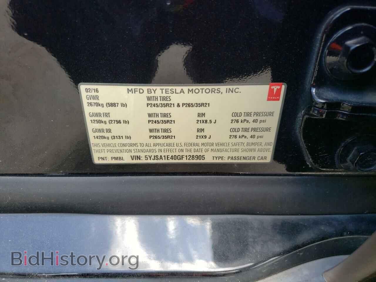 2016 TESLA MODEL S - VIN: 5YJSA1E40GF128905 - Photo 10