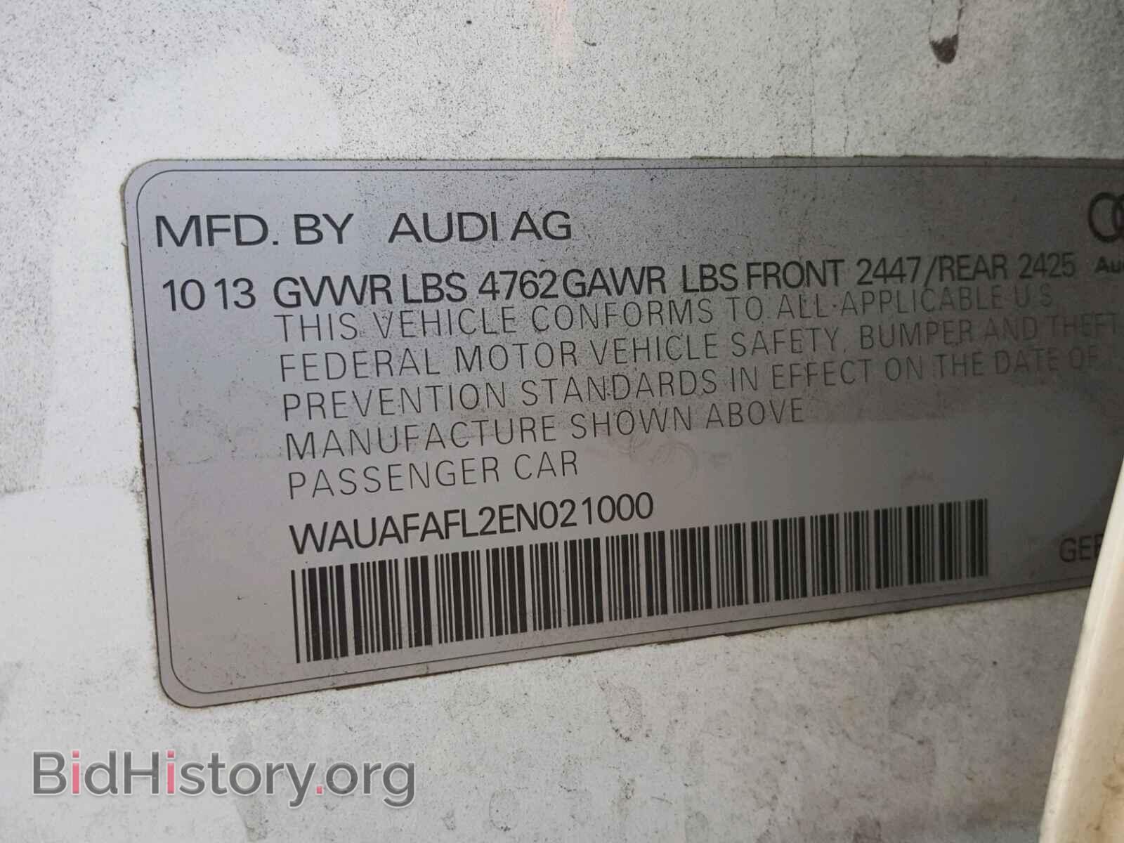 2014 AUDI A4 - VIN: WAUAFAFL2EN021000 - Фото 10