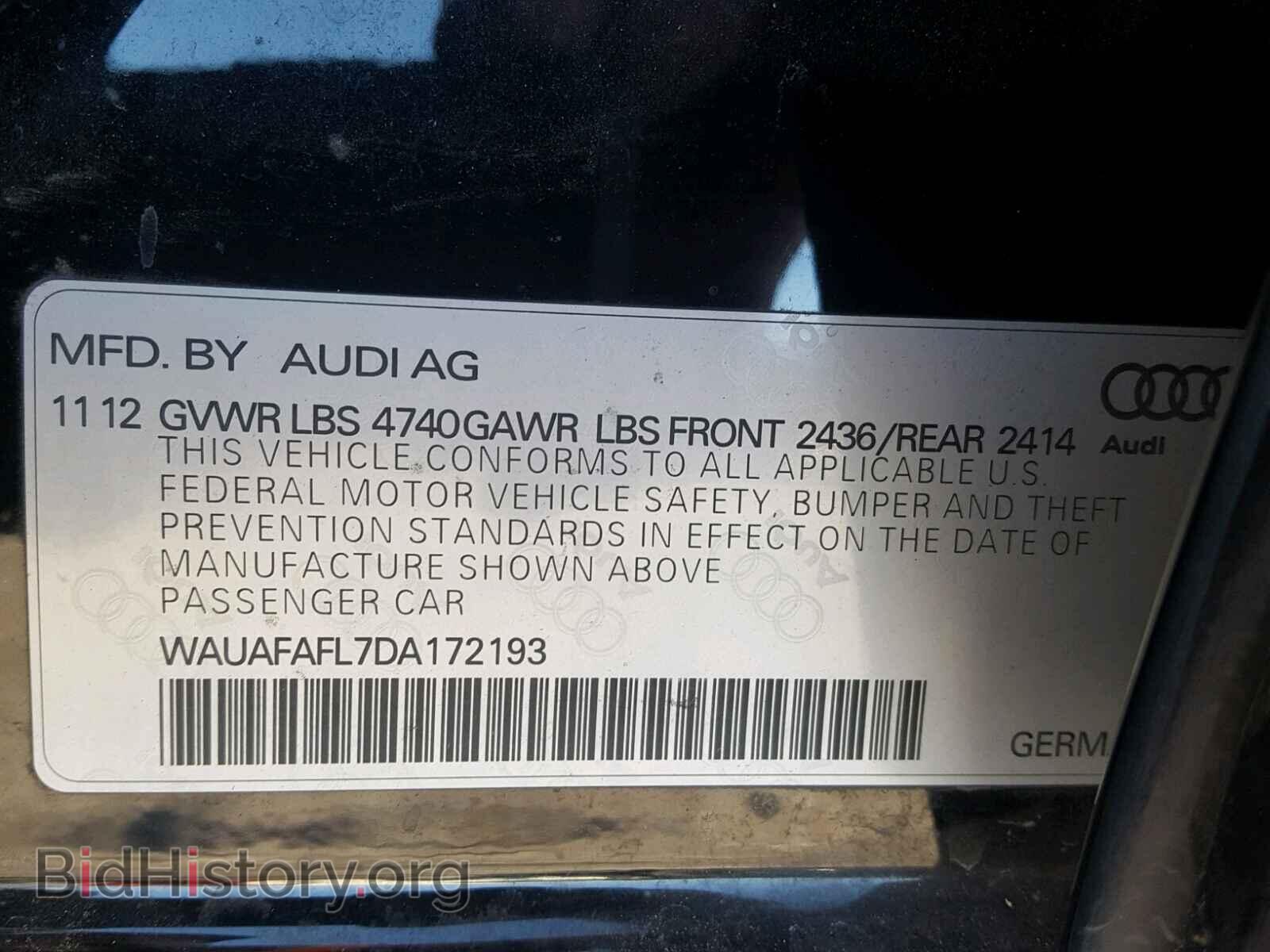 2013 AUDI A4 - VIN: WAUAFAFL7DA172193 - Фото 10