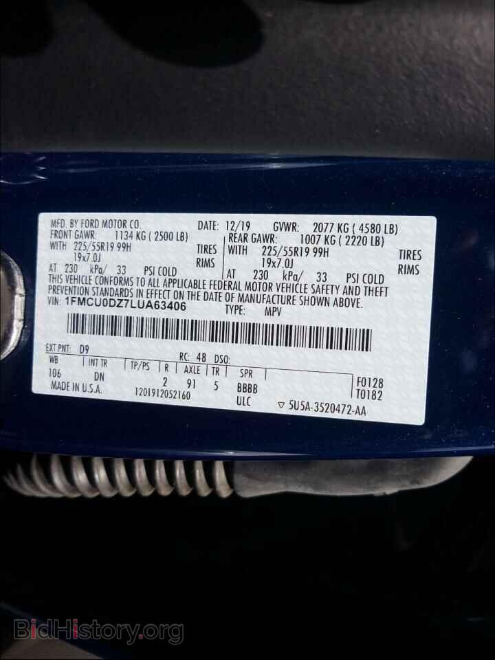 2020 FORD ESCAPE - VIN: 1FMCU0DZ7LUA63406 - Фото 10