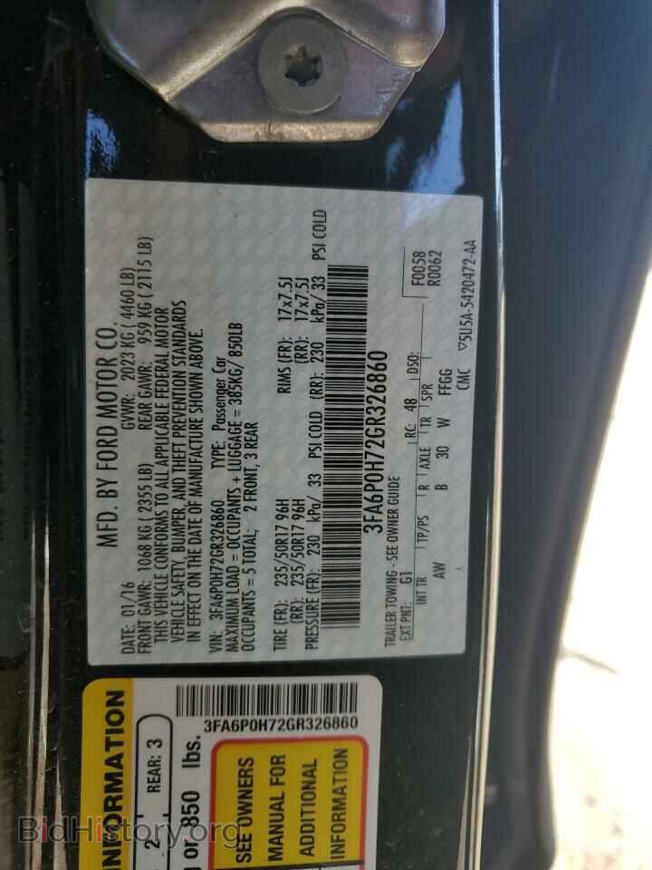 2016 FORD FUSION - VIN: 3FA6P0H72GR326860 - Фото 12