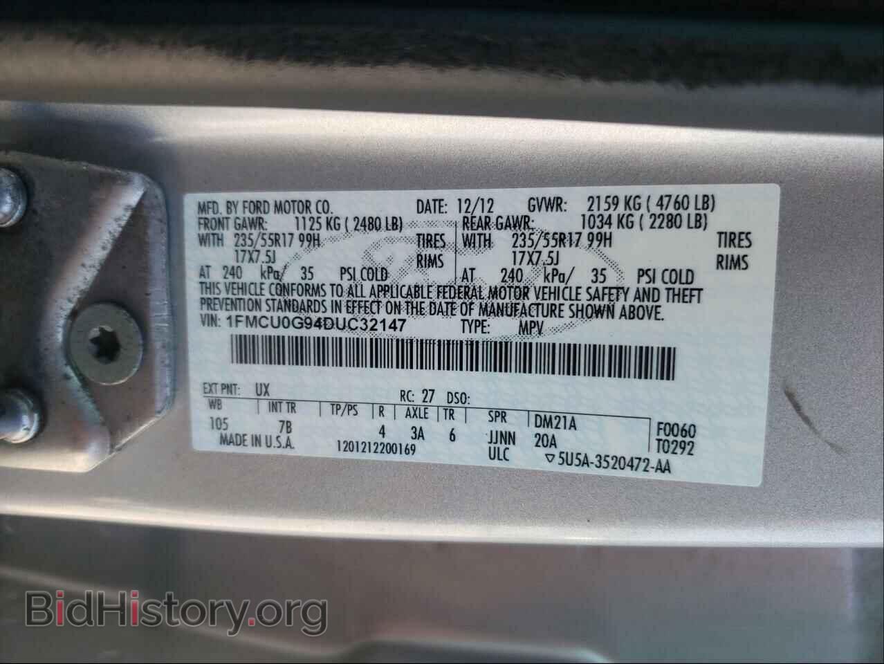 2013 FORD ESCAPE - VIN: 1FMCU0G94DUC32147 - Фото 10