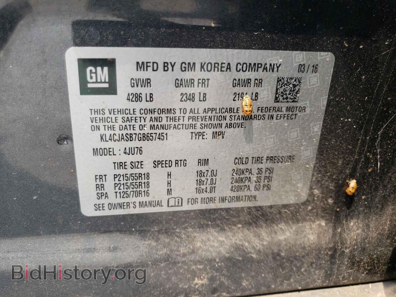 2016 BUICK ENCORE - VIN: KL4CJASB7GB657451 - Photo 10