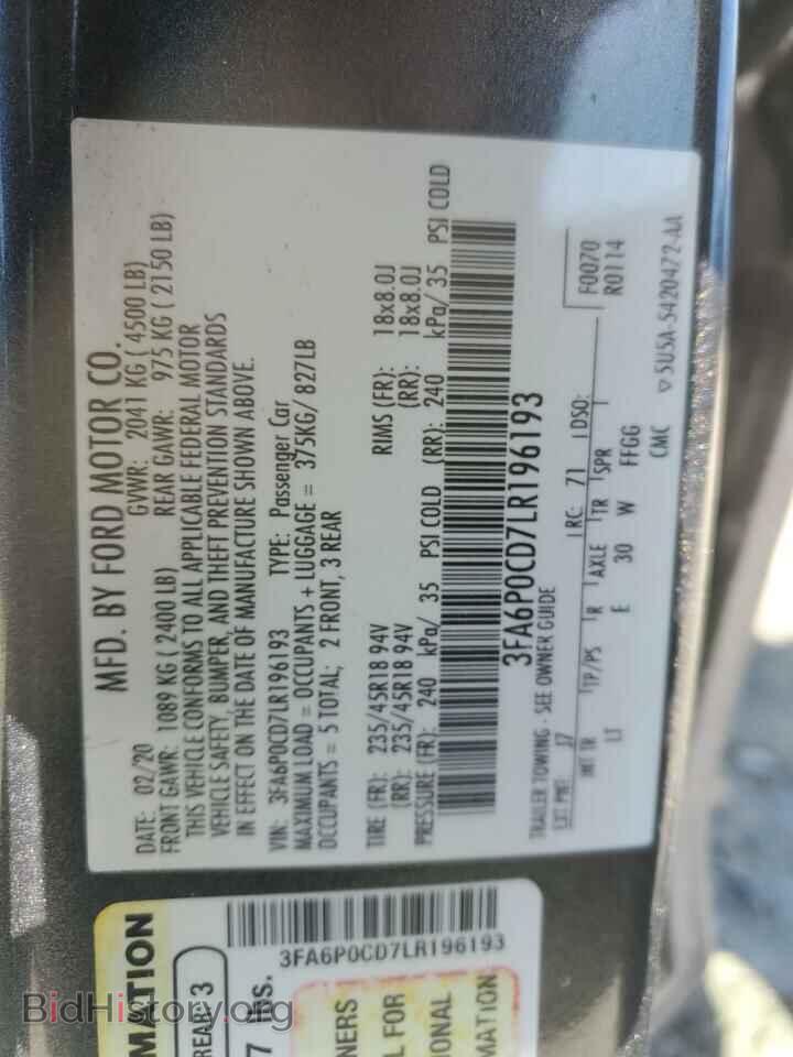 2020 FORD FUSION - VIN: 3FA6P0CD7LR196193 - Photo 12