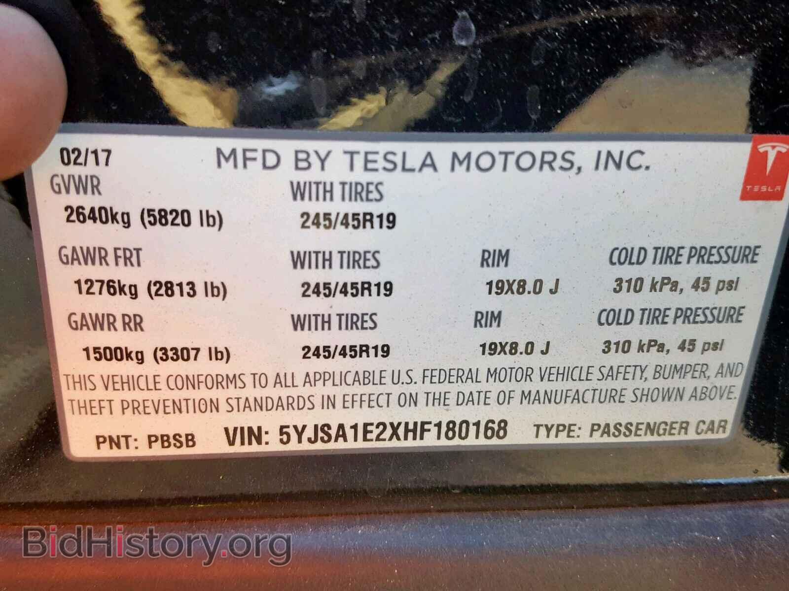 2017 TESLA MODEL S - VIN: 5YJSA1E2XHF180168 - Photo 10