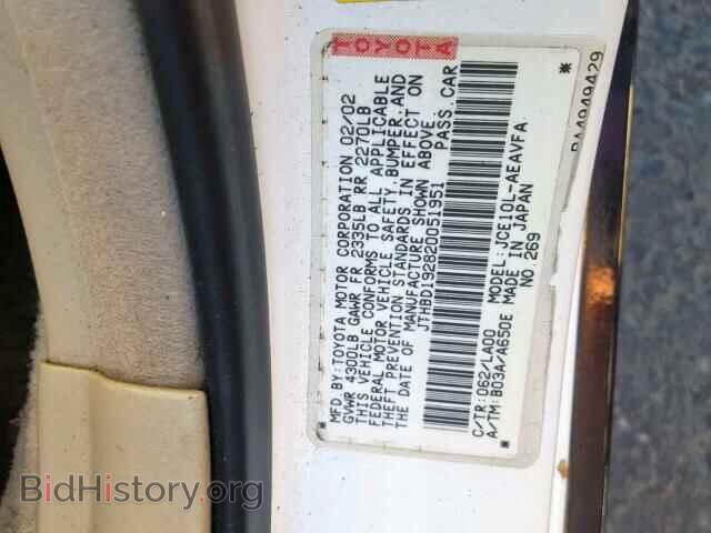2002 LEXUS IS - VIN: JTHBD192820051951 - Фото 10
