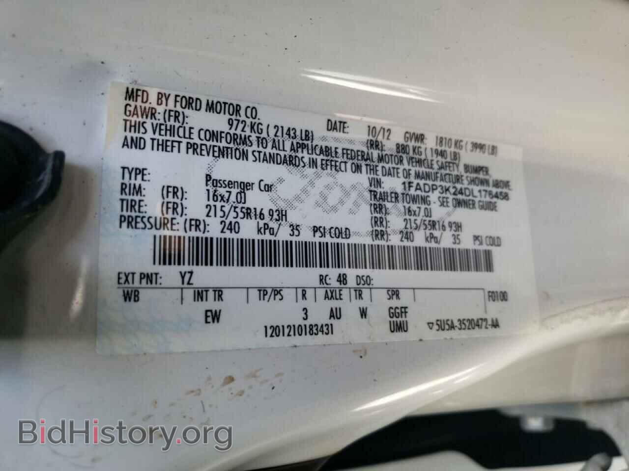 2013 FORD FOCUS - VIN: 1FADP3K24DL176458 - Фото 10