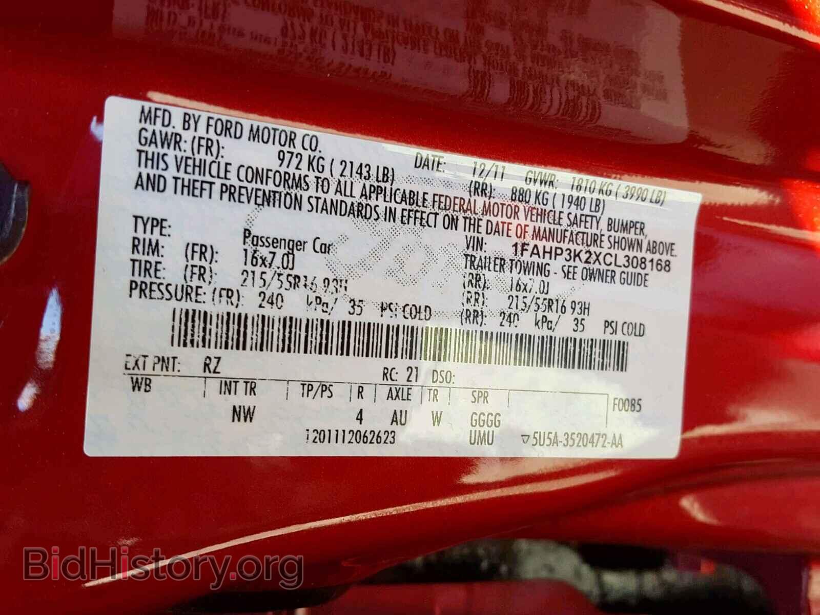 2012 FORD FOCUS SE - VIN: 1FAHP3K2XCL308168 - Фото 10