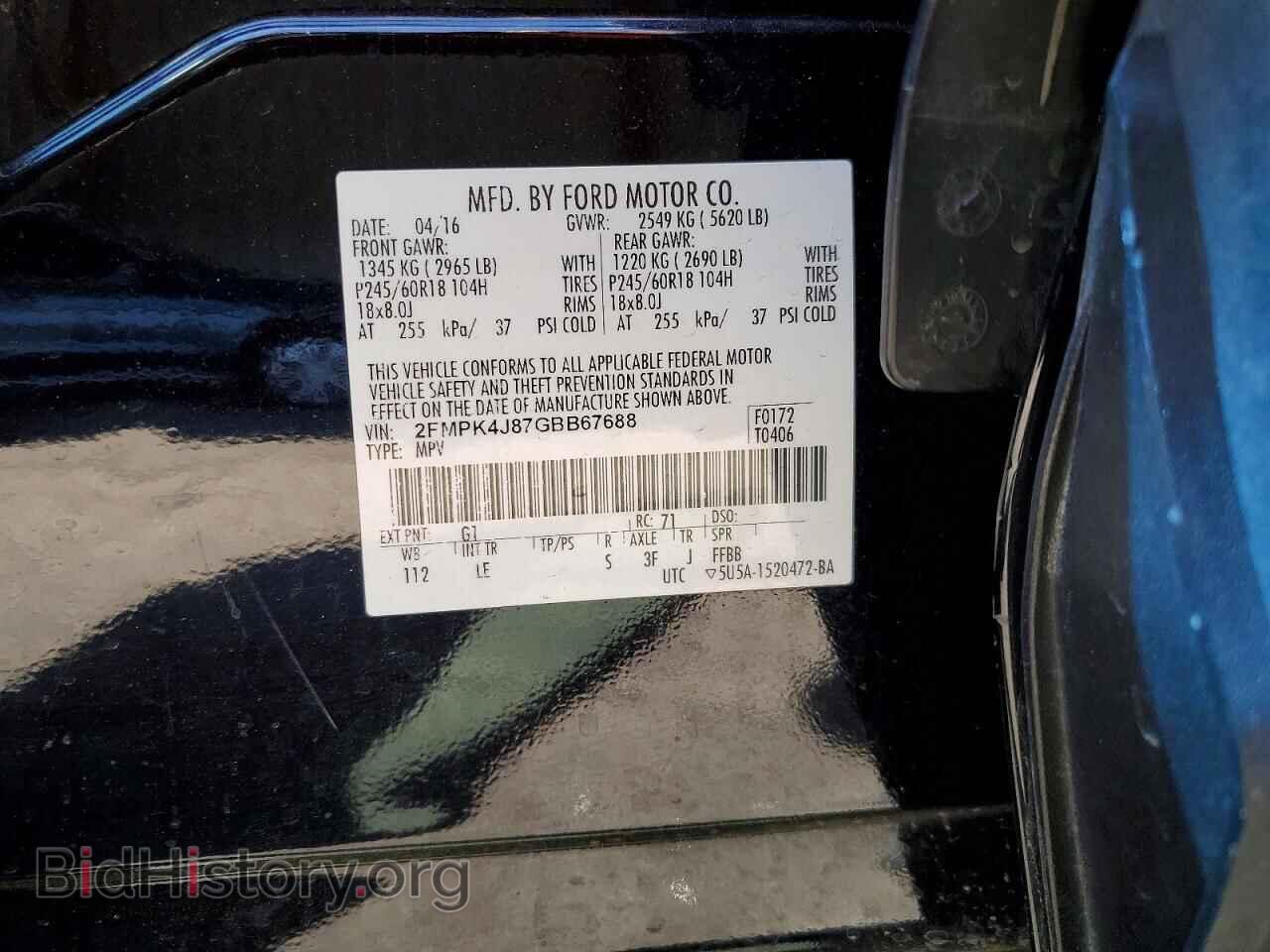 2016 FORD EDGE - VIN: 2FMPK4J87GBB67688 - Photo 12